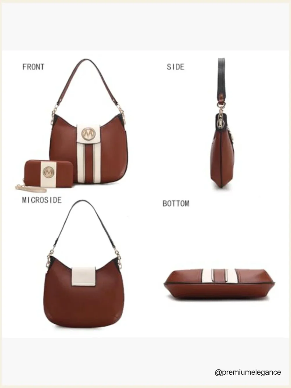 Hobo Bag Set with Wristlet Wallet - Vegan Leather Top Handle Shoulder